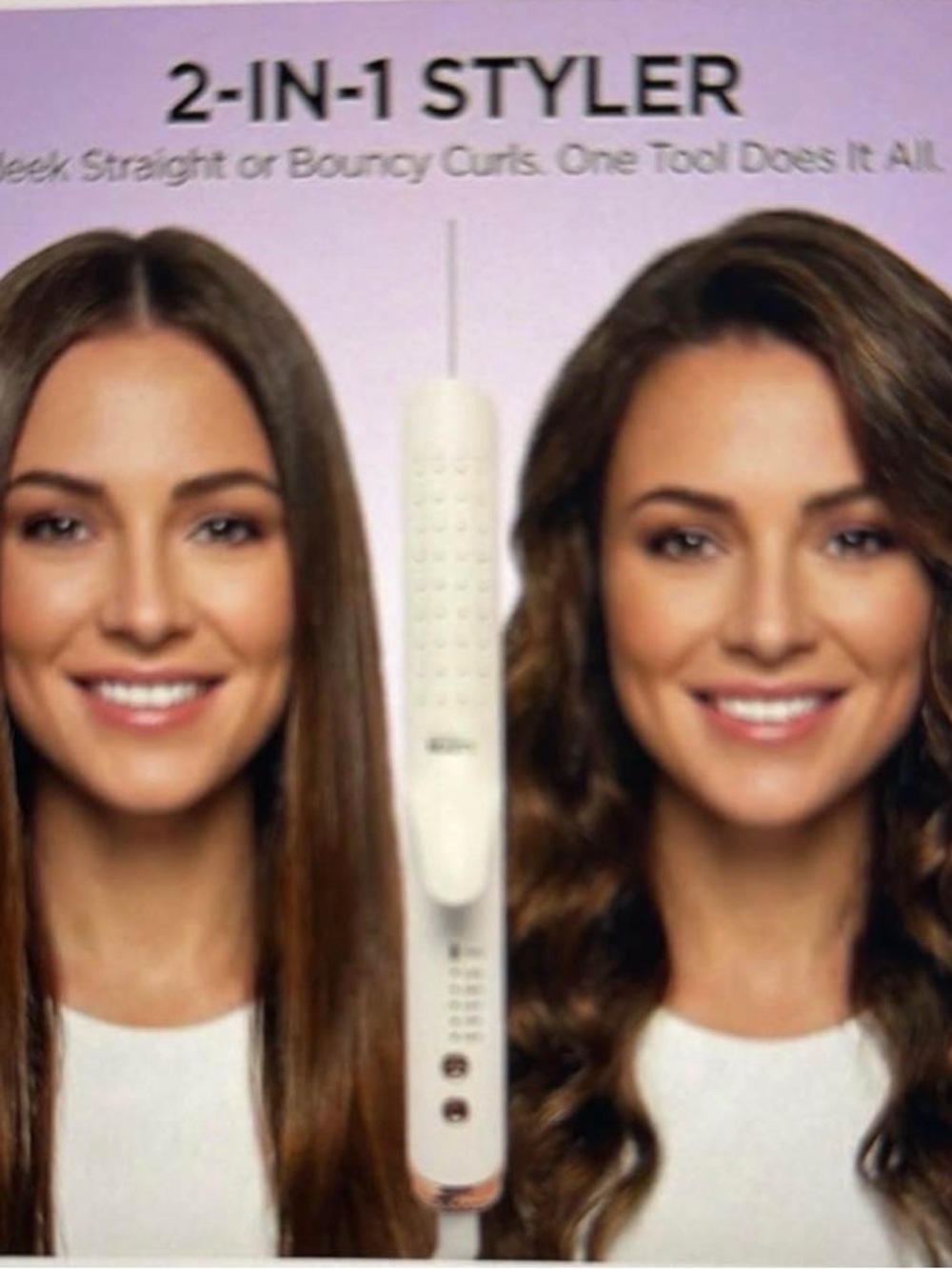 2-in-1 White Hair Styler - Straighten or Curl